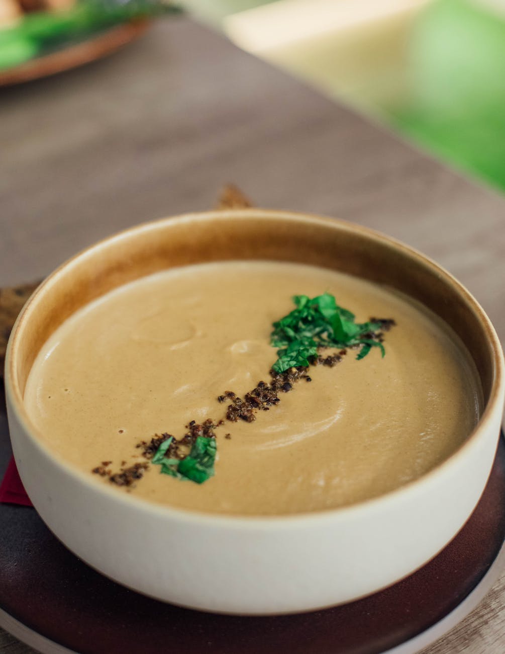 mushroom soup in a bowl